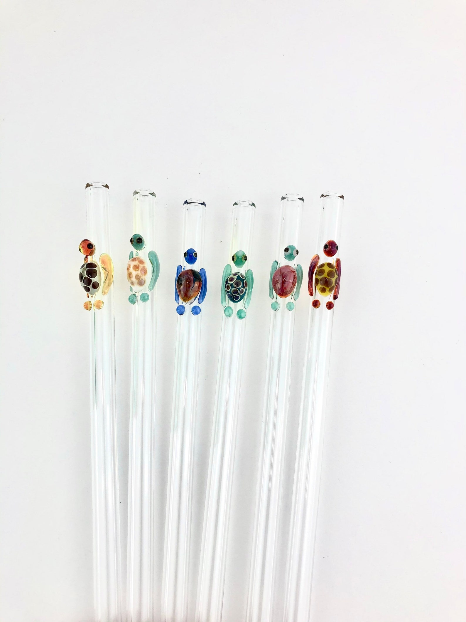 TURTLE GLASS STRAW Reusable Straws Glass Straws Eco Etsy