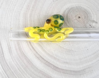 Blue Ringed Octopus Glass Straw: Reusable Borosilicate Drinking Straw
