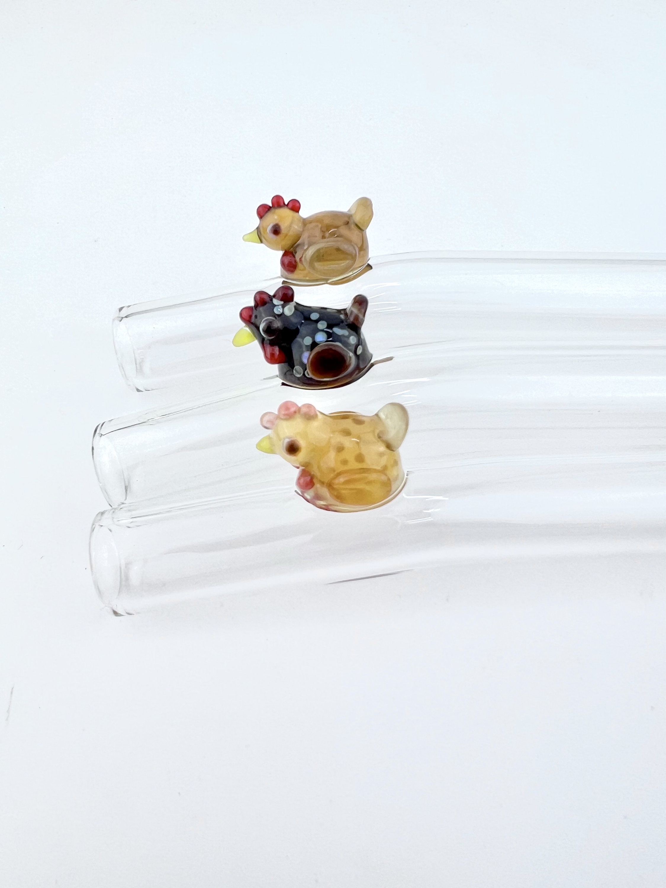 Glass Straws With Resin Charms - Cow