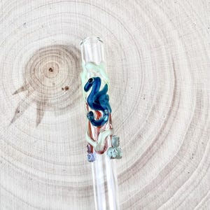Seahorse in Ocean GLASS STRAW - Reusable Straws | Glass Straws | Seahorse Straws | Ocean Gifts | Boba Straws | Smoothie Straws | Thin Straws