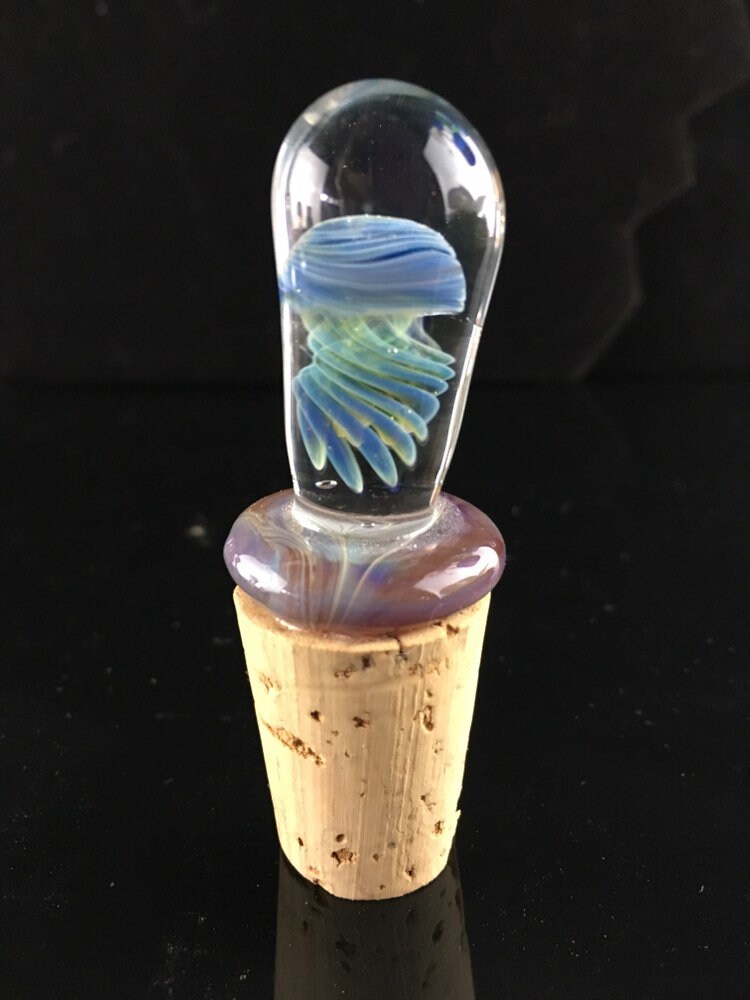 Jellyfish Bottle Stopper Handmade Glass Bottle Stopper With A