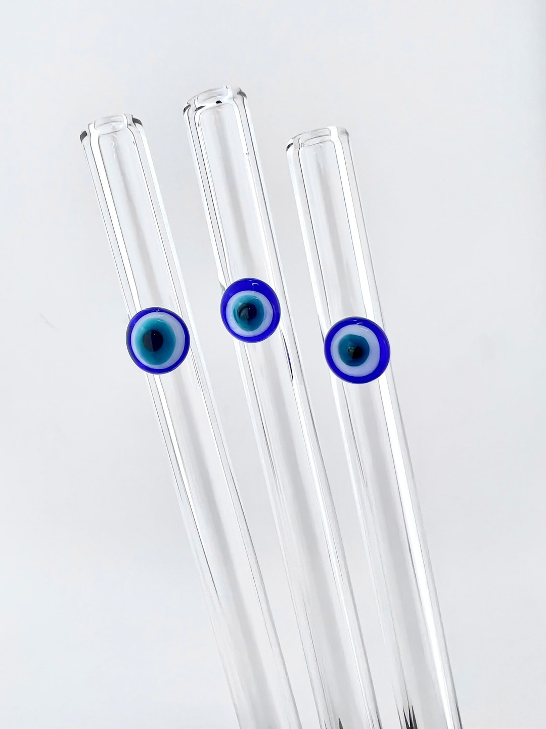 Evil Eye GLASS STRAW Boba Straws Smoothie Straws thin Straws Reusable