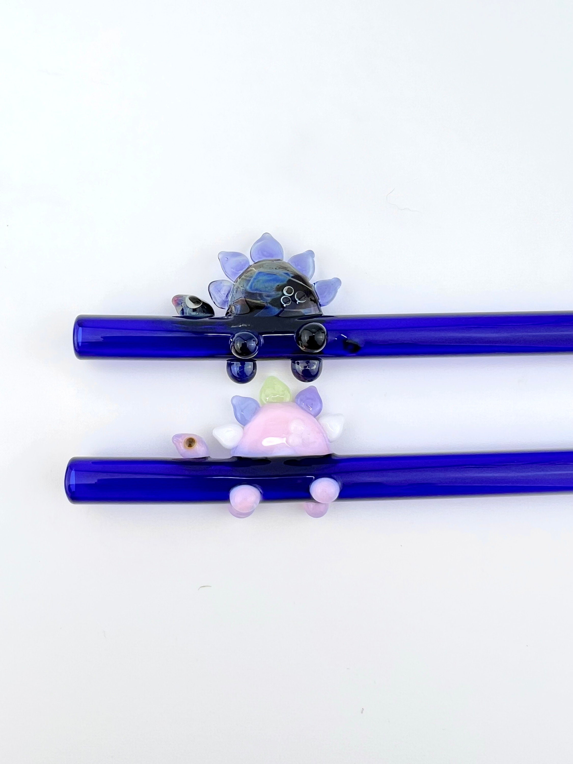 Dinosaur On Dark Blue GLASS STRAW - Custom Straws | Reusable Straws | Glass Drinking Straw | Glass Straws | Dinosaur Straws | Blue Straws