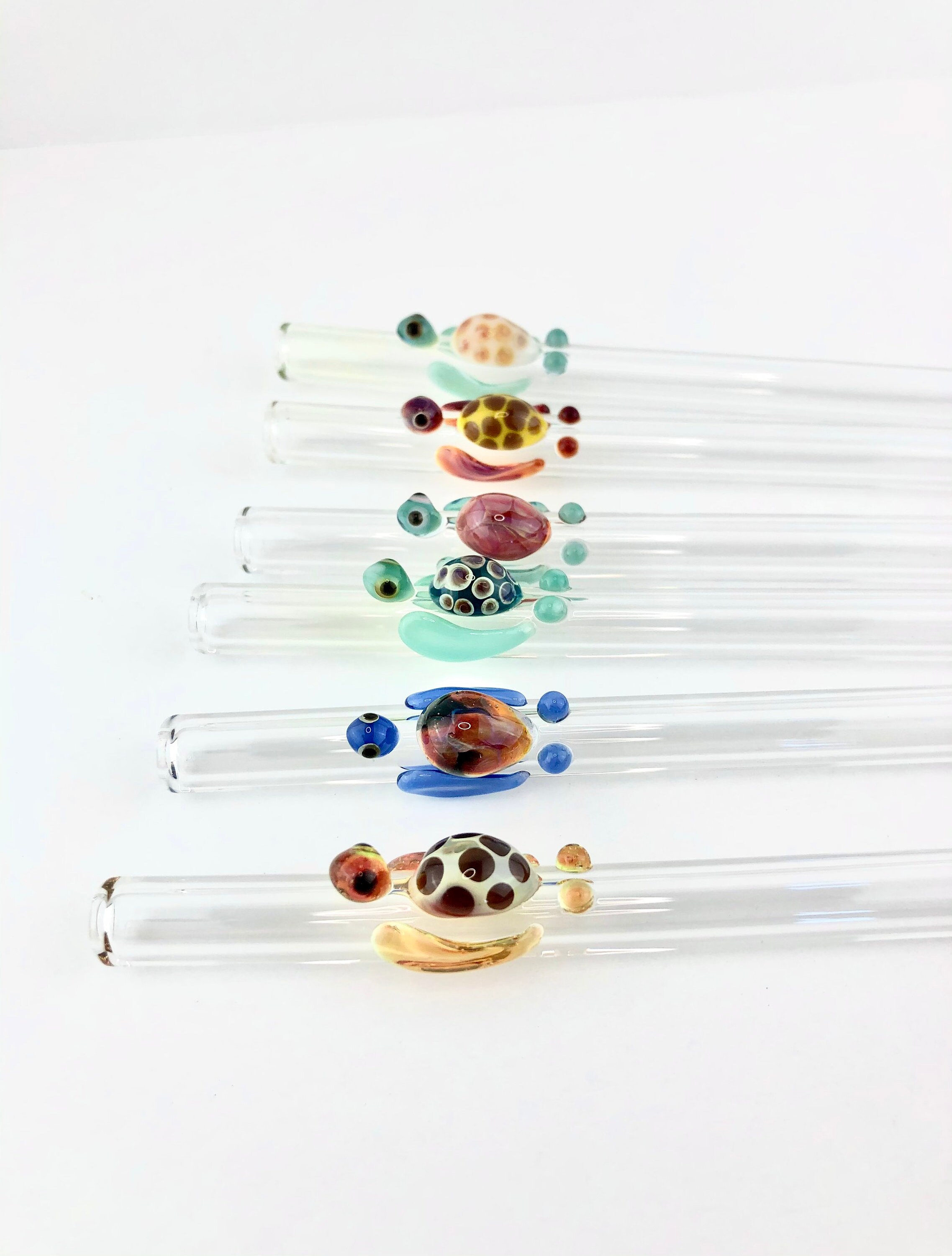 Regular TURTLE GLASS STRAW Reusable Straws Glass Straws Eco