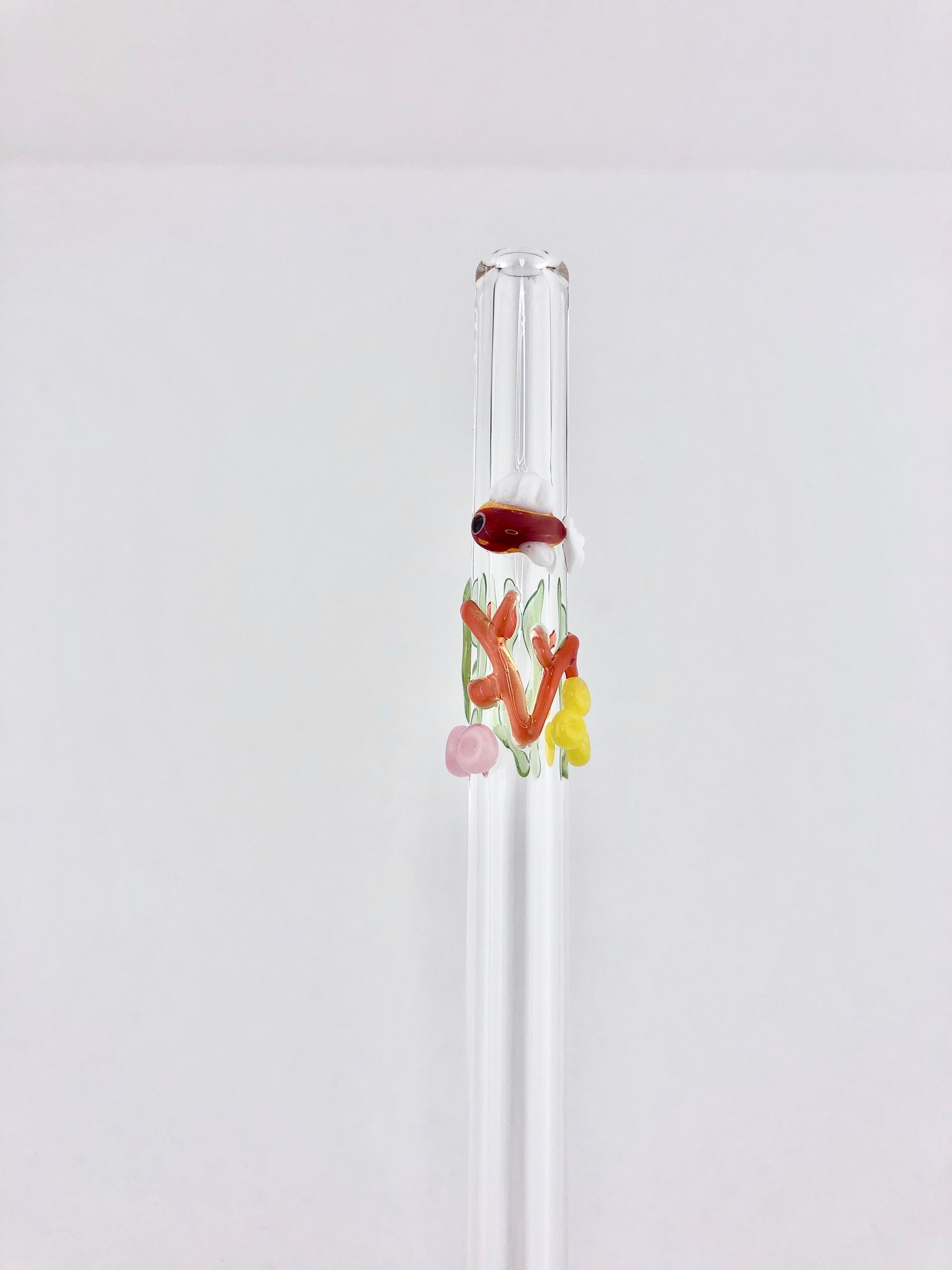 Fish in Coral GLASS STRAW Reusable Straws Glass Straws -  in 2023
