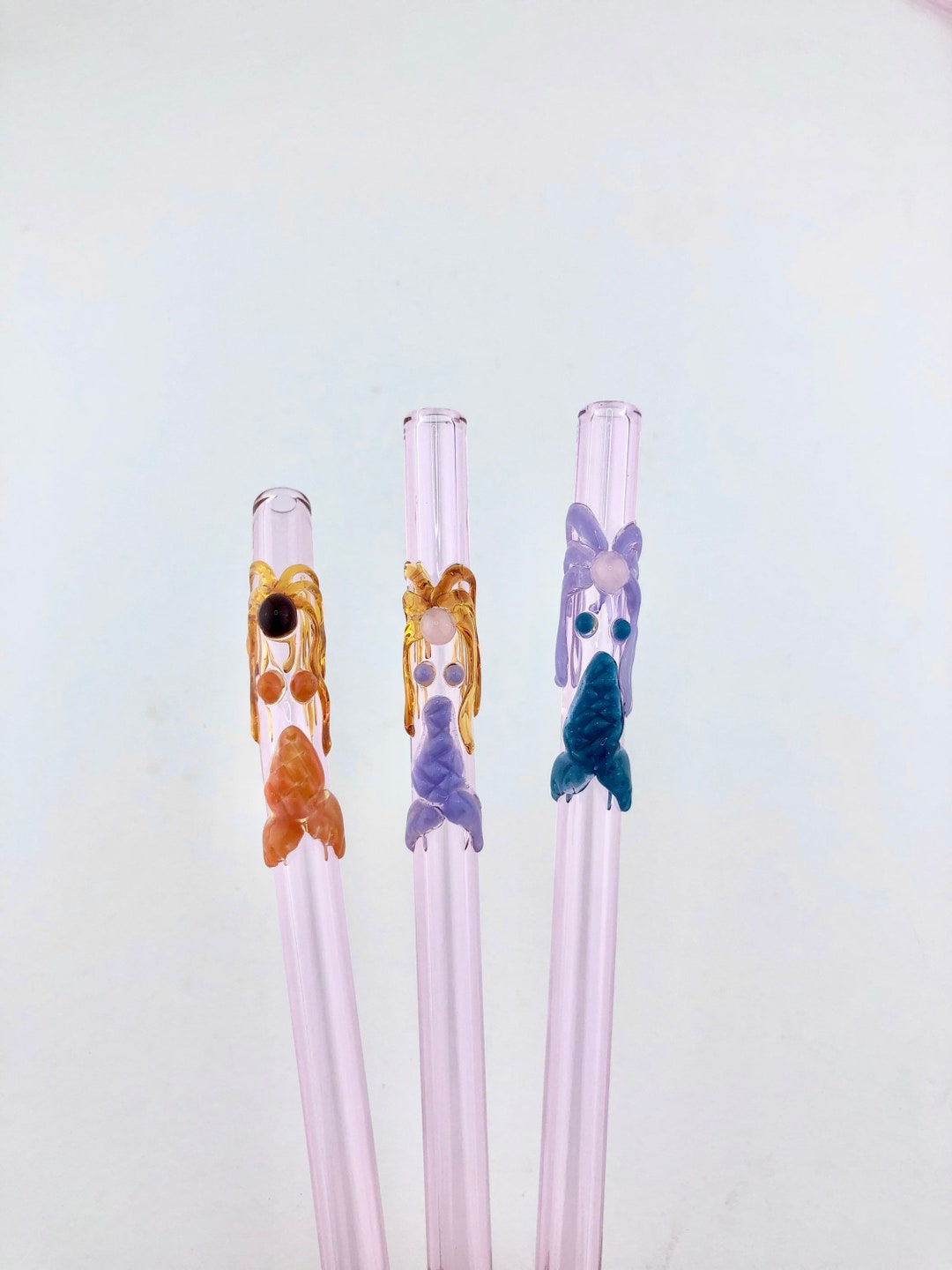 Mermaid on Pink GLASS STRAW Reusable Straws Glass Straws Eco Friendly