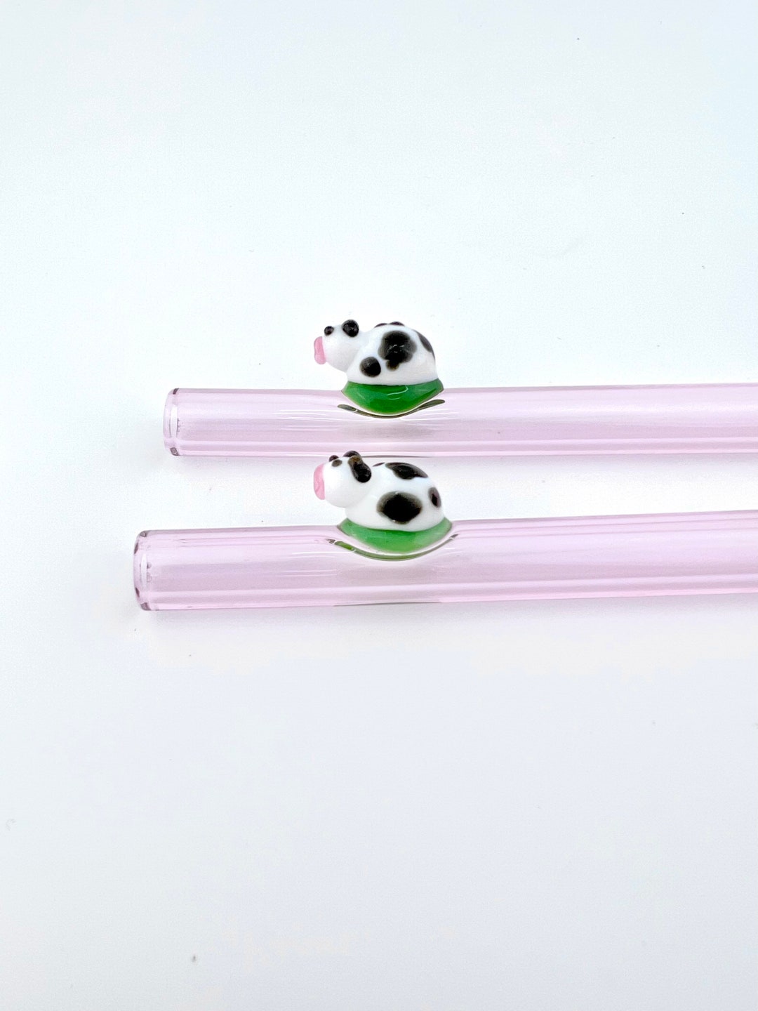 Cow on Pink GLASS STRAW Custom Straws Reusable Straws Etsy