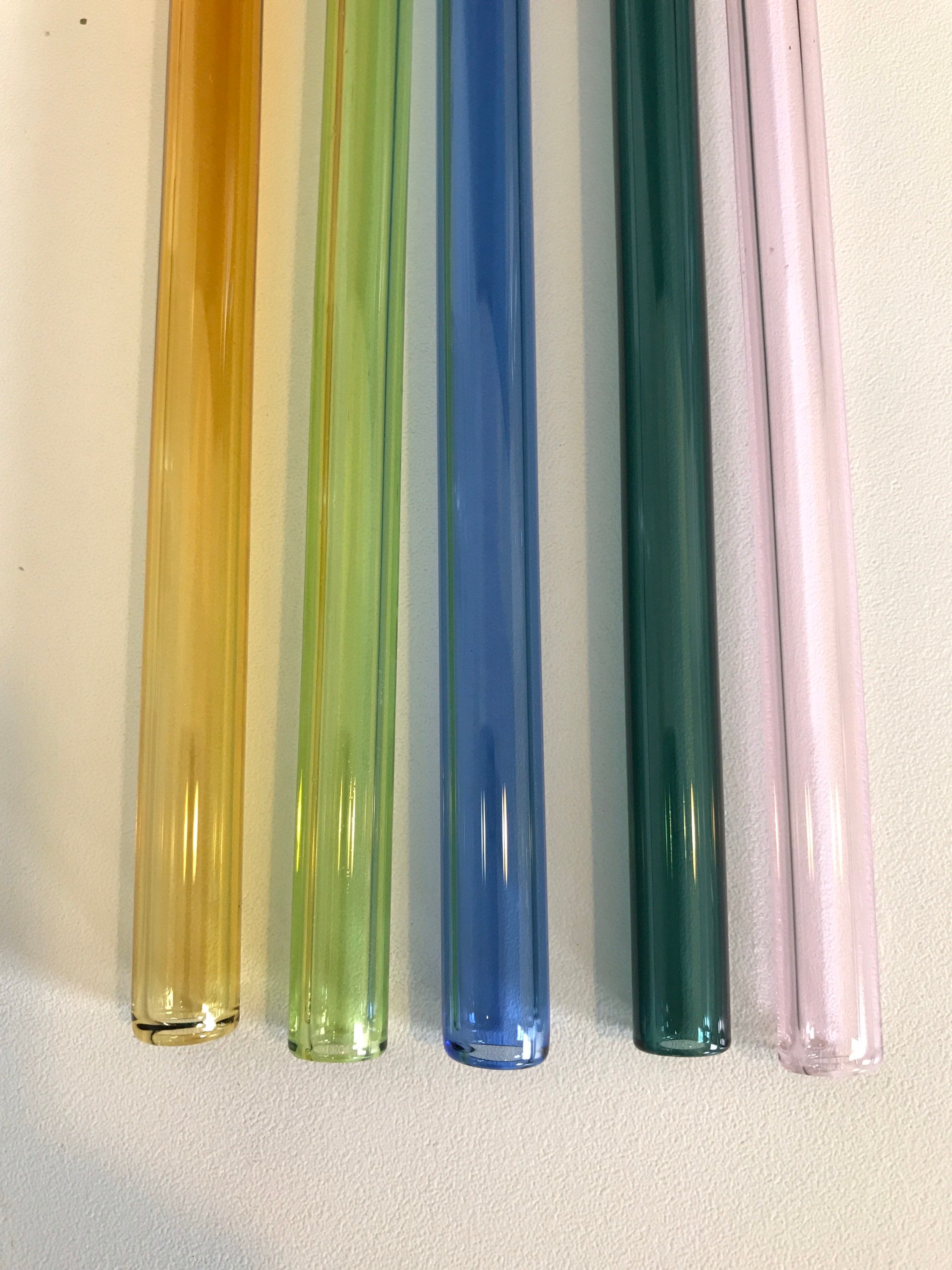 Glass Straw Pack 5 Colored GLASS STRAWS Reusable Straws Eco