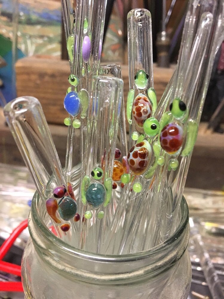 Turtle GLASS STRAWS, Custom Made To Order Reusable Straws With A Turtle