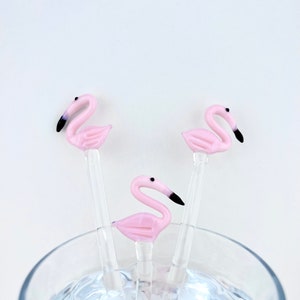 Glass Flamingo Stir Stick - Drink Stirrers | Custom Stir Sticks | Glass Stir Sticks | Glass Flamingo | Swizzle Sticks | Cocktail Sticks