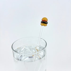 Glass Hamburger Stir Stick: Handmade Cocktail Swizzle Stick