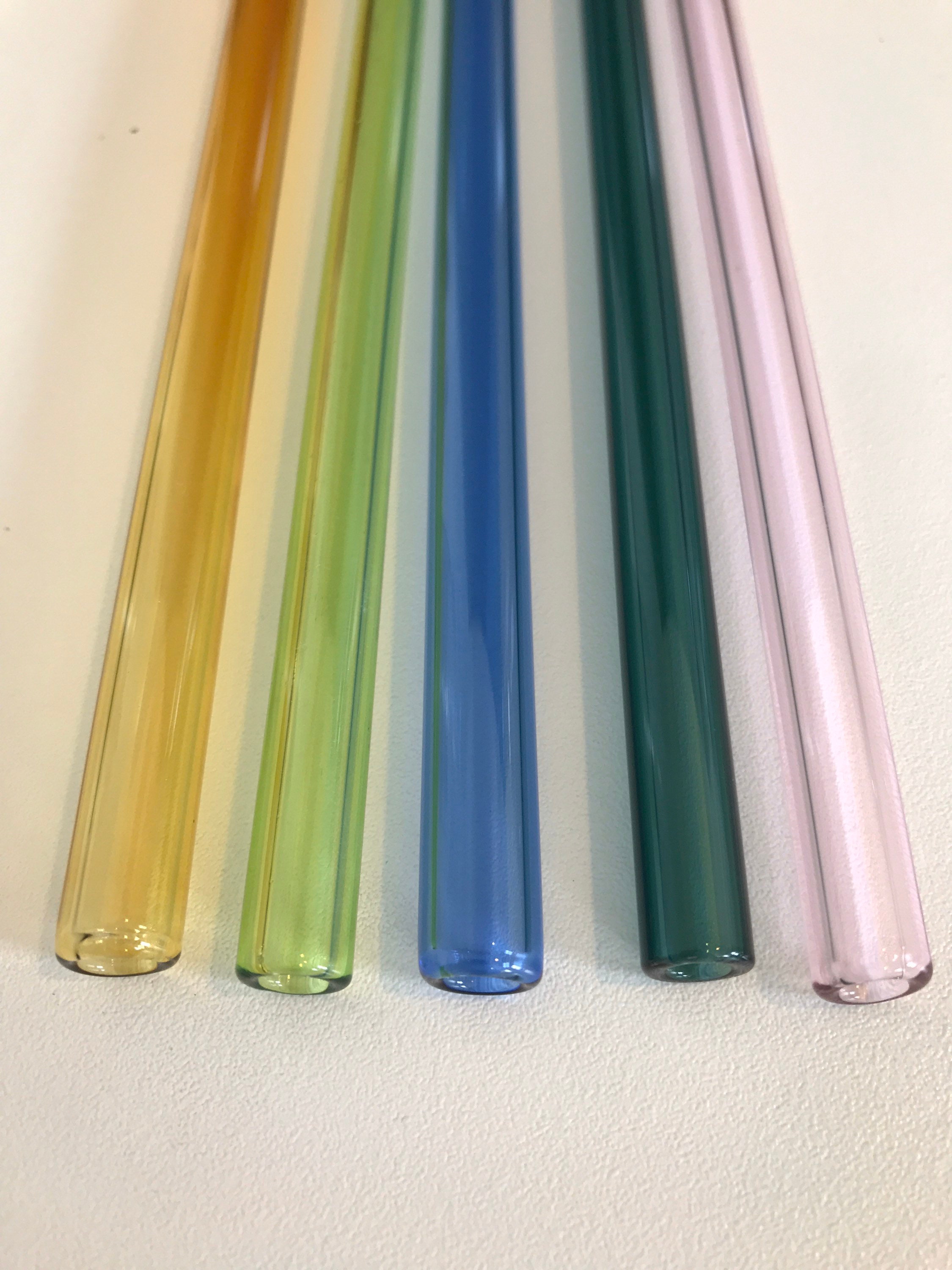 Glass Straw Pack 5 Colored GLASS STRAWS Reusable Straws Eco