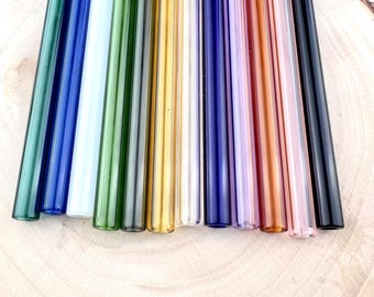 Colored Glass Straws 12-Pack: Reusable Party Straws