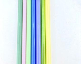 Premium 7 Pack Colored GLASS STRAWS | Straw Party Pack | Reusable Straws | Eco Friendly Straws | Colored Straws | Glass Straw | Opaque Straw