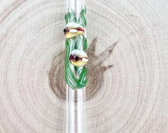 Fish in Seaweed Glass Straw: Reusable Straw, Made to Order