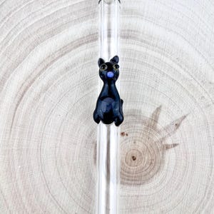 Black Cat GLASS STRAW - Reusable Straws | Glass Straws | Black Cat Straws | Cocktail Straw | Boba Straw | Smoothie Straws | Thin Straws