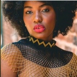 Wakhe Gold/Black Beaded Necklace