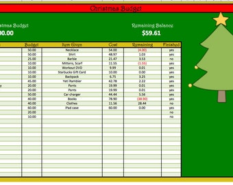 Christmas and Holiday Budget Spreadsheet