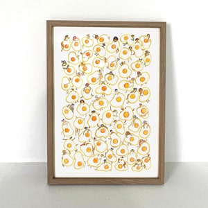 Impresión artística de 61 huevos: acuarela de comida de cocina