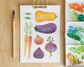 Vegetables Art Print / Botanical Print / Vegetables / Botanical Illustration / Home Decor / Eat The Rainbow / Dorm Decor / Dorm Wall Art