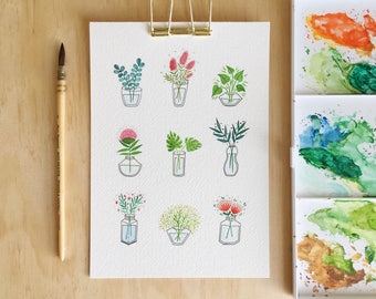 Little Blooms / Cactus Print / Botanical Print / Flower Illustration / House Plants / Home Decor / Dorm Wall Art / Housewarming Gift / Boho