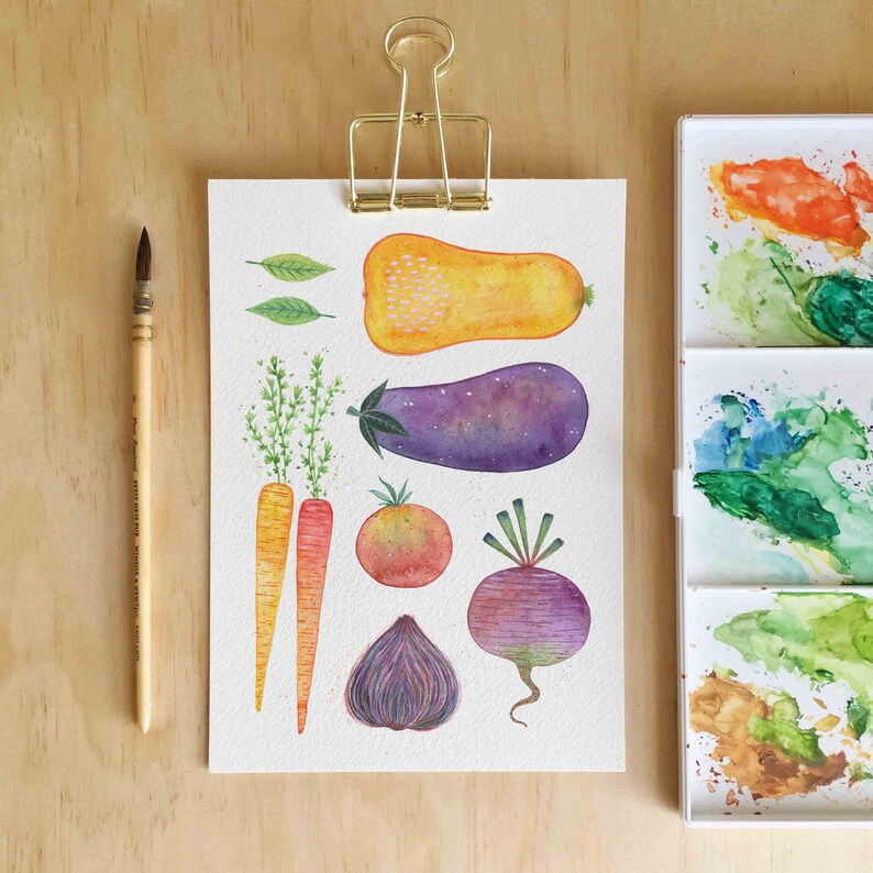 Vegetables Art Print / Botanical Print / Vegetables / Botanical Illustration / Home Decor / Eat The Rainbow / Dorm Decor / Dorm Wall Art image 1