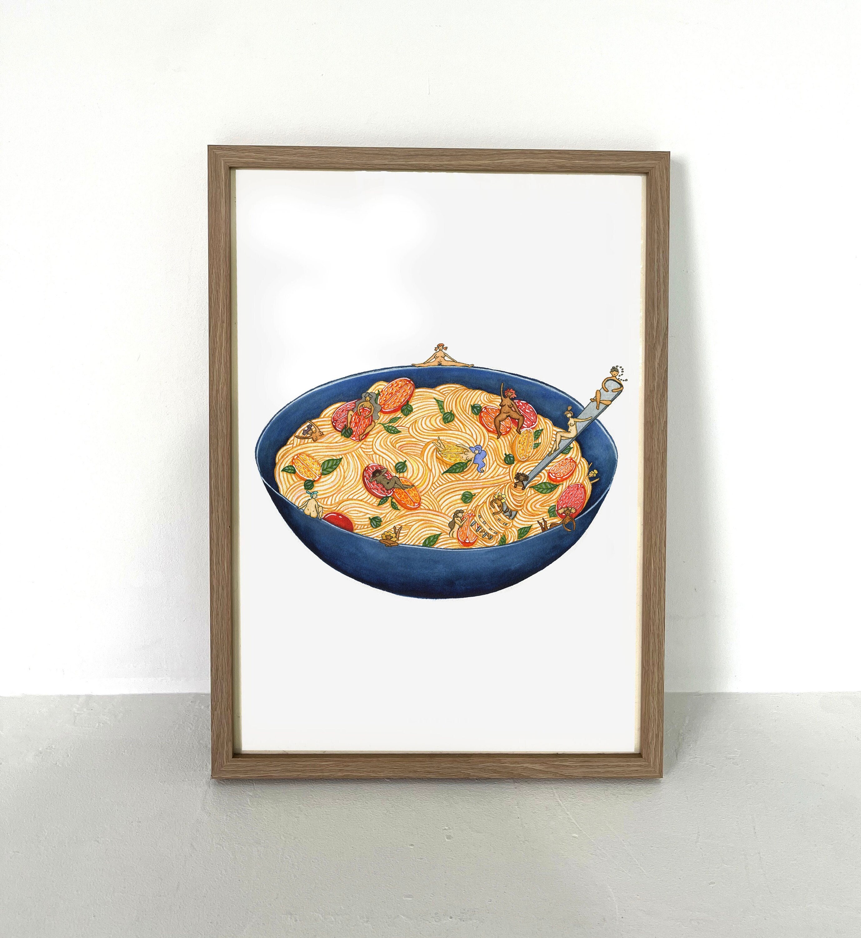 Pasta Primavera Print / Cooking Poster / Pasta Sauce Art / Kitchen Art / Food Art / Watercolour / Tomato Print / Pasta Art / Print Unframed