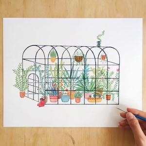 Magical Greenhouse / Jungle Greenhouse / Botanical Illustration / Tropical / Home Decor / Dorm Wall Art/Botanical Print/Nursery Decor