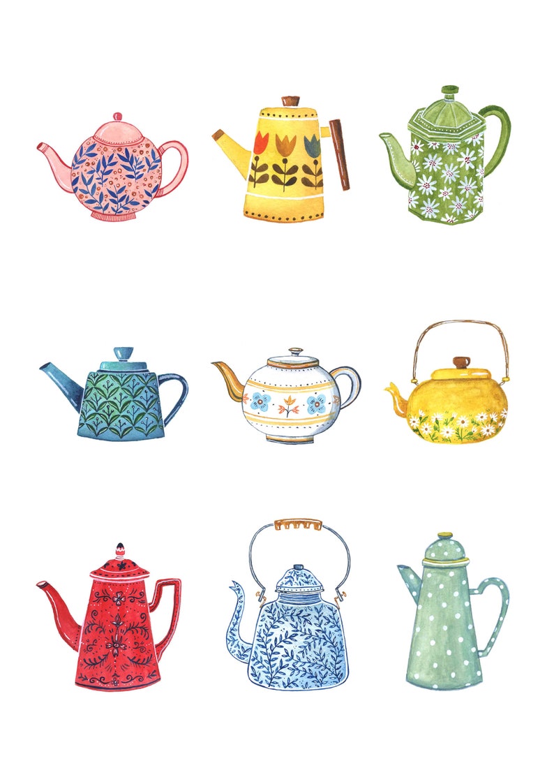 Teapot Print / Tea Art / Tea Lover Gift / Home Decor / Tea Etsy