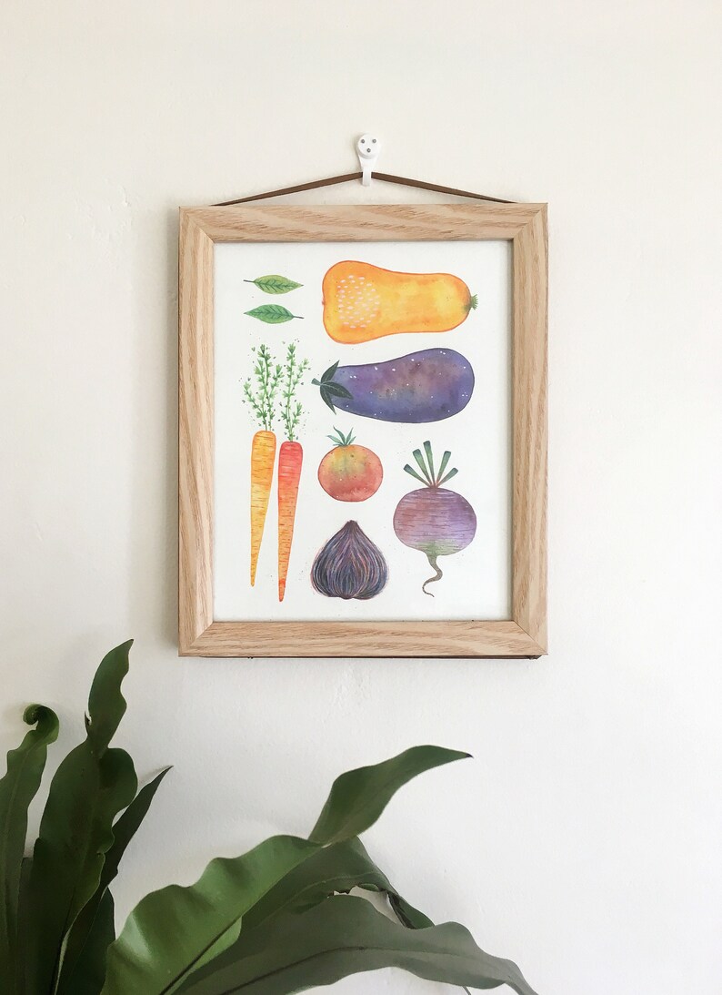 Vegetables Art Print / Botanical Print / Vegetables / Botanical Illustration / Home Decor / Eat The Rainbow / Dorm Decor / Dorm Wall Art image 2