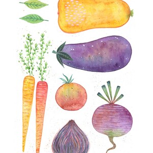 Vegetables Art Print / Botanical Print / Vegetables / Botanical Illustration / Home Decor / Eat The Rainbow / Dorm Decor / Dorm Wall Art image 3