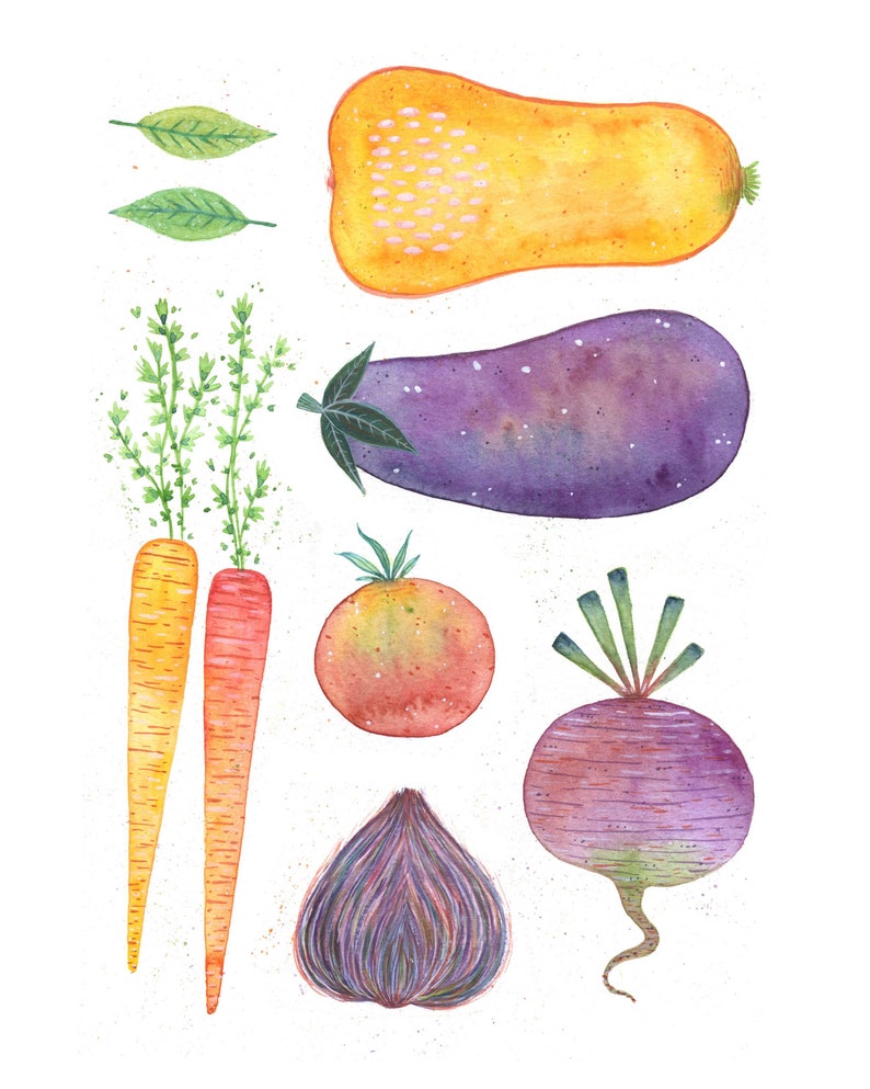 Vegetables Art Print / Botanical Print / Vegetables / Botanical Illustration / Home Decor / Eat The Rainbow / Dorm Decor / Dorm Wall Art image 3