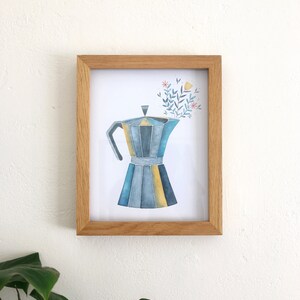 Morning Coffee / Coffee Art / Coffee Lover Gift / Home Decor / Coffee Print / Coffee Decor / Wall Art / Dorm Decor / Coffee Pot Illustration image 2