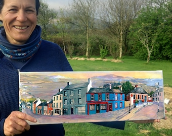 Calle principal con Arundel's, Schull, West Cork, Irlanda Panorama del paisaje urbano Lienzo