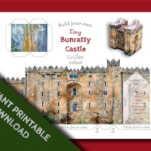 Costruisci il tuo minuscolo castello di Bunratty: stampalo e costruiscilo! Un biglietto di auguri da stampare, ritagliare e assemblare.