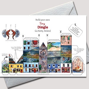 Costruisci il tuo minuscolo Dingle: invialo e costruiscilo! Un biglietto di auguri da ritagliare e assemblare.