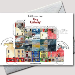 Construa seu próprio Galway minúsculo - envie-o e construa-o! Um cartão comemorativo para recortar e montar.