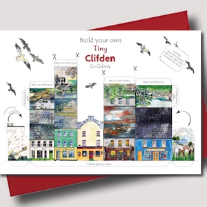Costruisci il tuo minuscolo Clifden: invialo e costruiscilo! Un biglietto di auguri da ritagliare e assemblare.