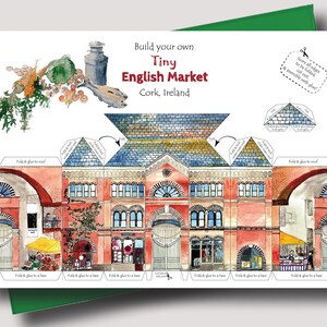 Costruisci il tuo piccolissimo mercato inglese: invialo e costruiscilo! Un biglietto di auguri da ritagliare e assemblare.