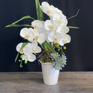 Real Touch Orchids, Faux Orchid Arrangement, Real Touch Flowers, Artificial Flower Arrangement, Faux Floral Arrangement, Purple Orchid Faux