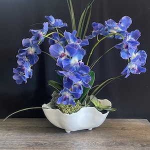 Real Touch Orchids, Faux Orchid Arrangement, Real Touch Flowers, Artificial Flower Arrangement, Faux Floral Arrangement, Blue Orchid Faux