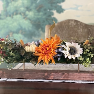 Wood Centerpiece, Fall Autumn, Premium Floral Floral,Faux Botanical Faux, Table Centerpieces, Home Decor, Table Decor, Kitchen Decor