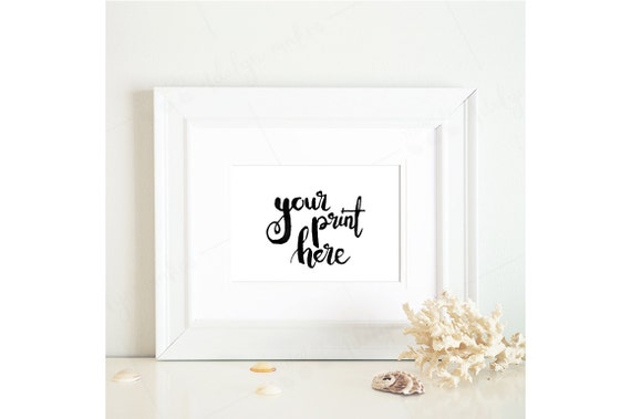 Styled Frame Mockup Beach Theme White Frame Landscape Coral