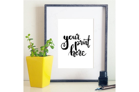 Styled Frame Mockup Black Frame Portrait Calligraphy Theme Succulent