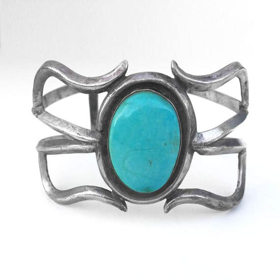 Amazing • Vintage Navajo Sterling + Turquoise San… - image 2