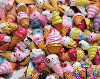 Kawaii ice cream assortment random charms 10 pcs 3D nail art