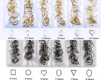 Multiple Shapes thin alloys decals charms in box