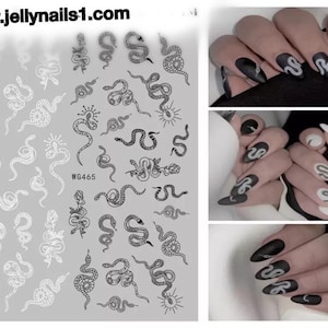 Dragons black & white design nail decals self adhesive 1 sheet of stickers for trending fashion nail art supplies