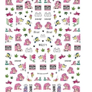 Thug Mermaid in 4/20 decals self adhesive 1 sheet of stickers for nail art