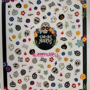 Halloween Sticker sheet Day of the dead design nail decals self adhesive stickers for trending fashion nail art supplies